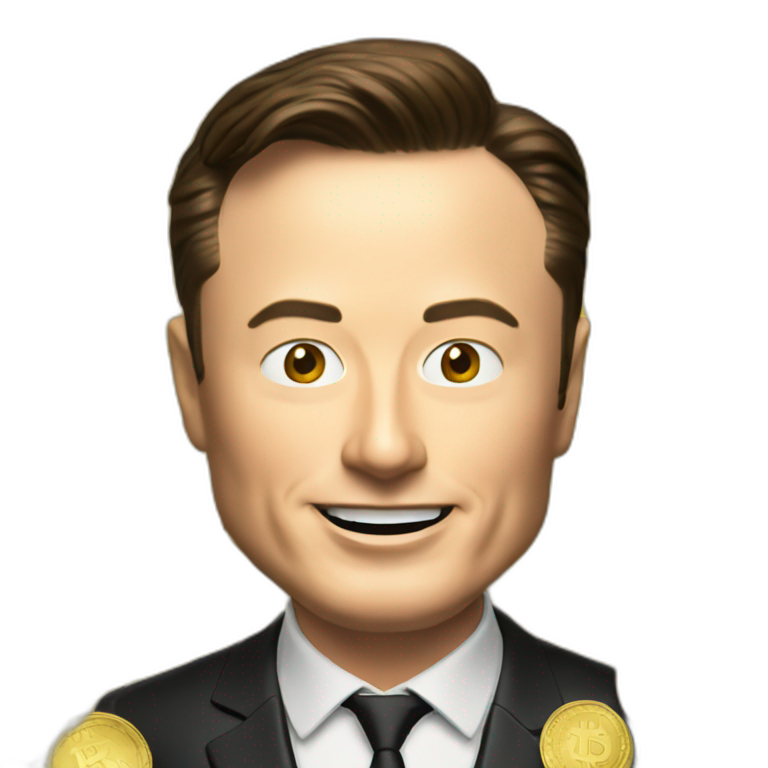 Bitcoin with elon musk's face on it emoji