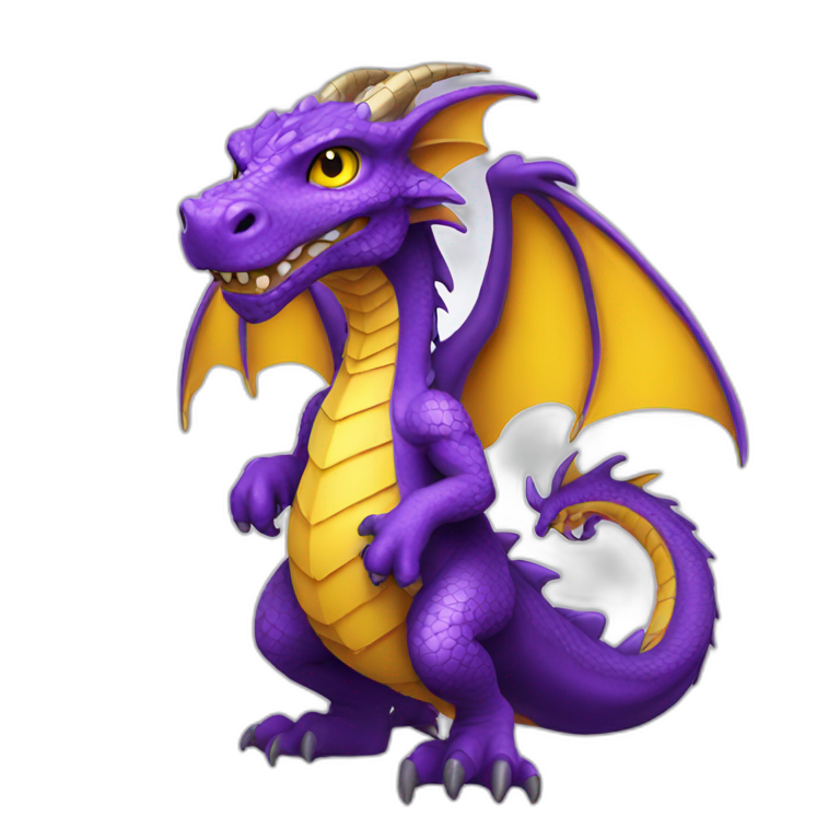purple dragon with yellow eyes wearing magician clothes emoji