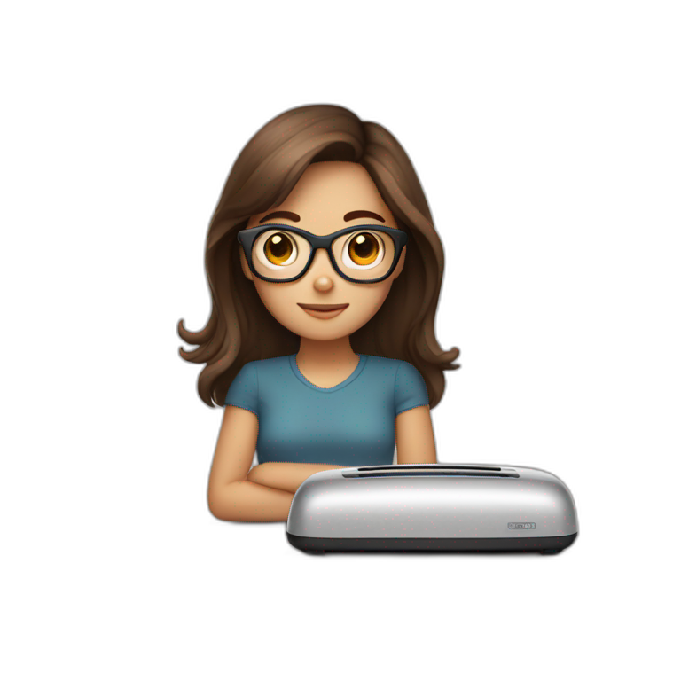 brown hair girl with glasses forgetting toaster emoji