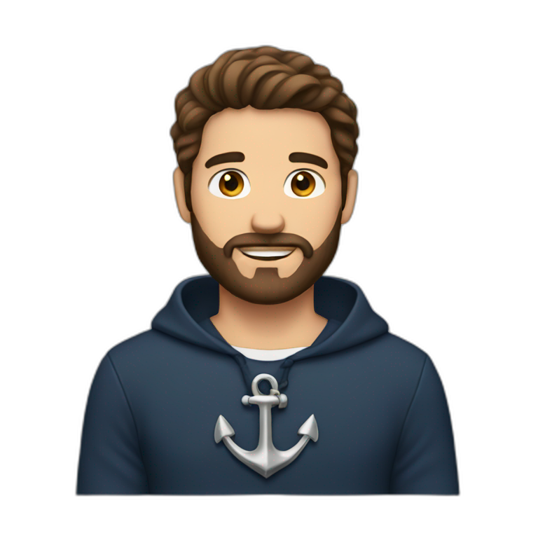 Brown hair man with anchor beard emoji