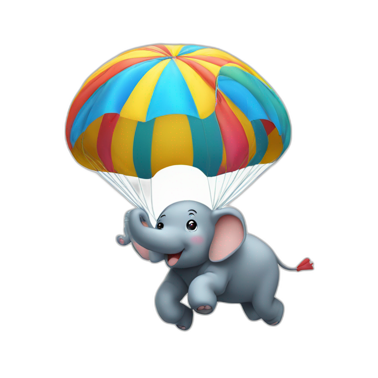 Elefant jumping parachute emoji