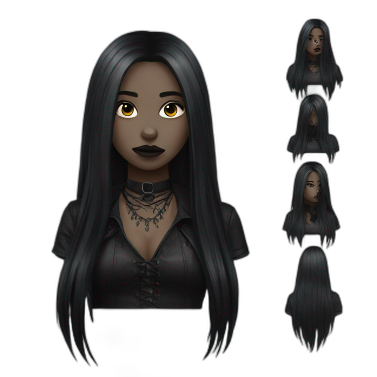 goth girl long hair emoji