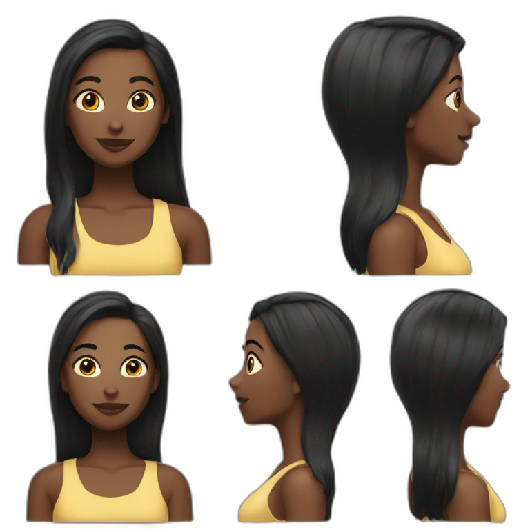 Woman hair black emoji