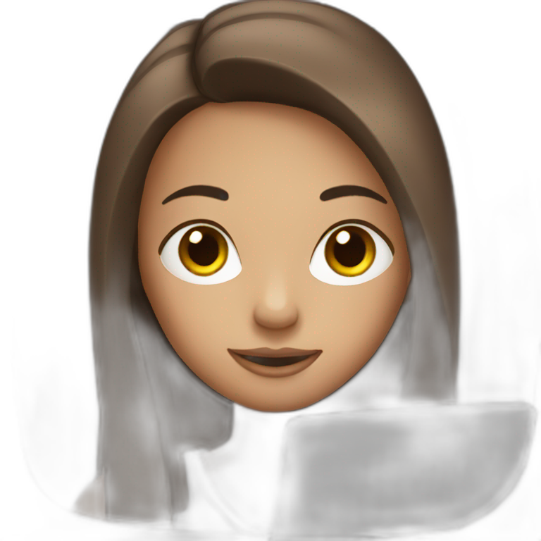 girl with brown straight hair and laptop emoji