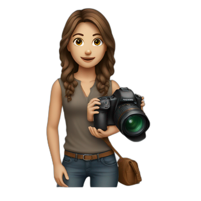 Photographer girl brown hair emoji