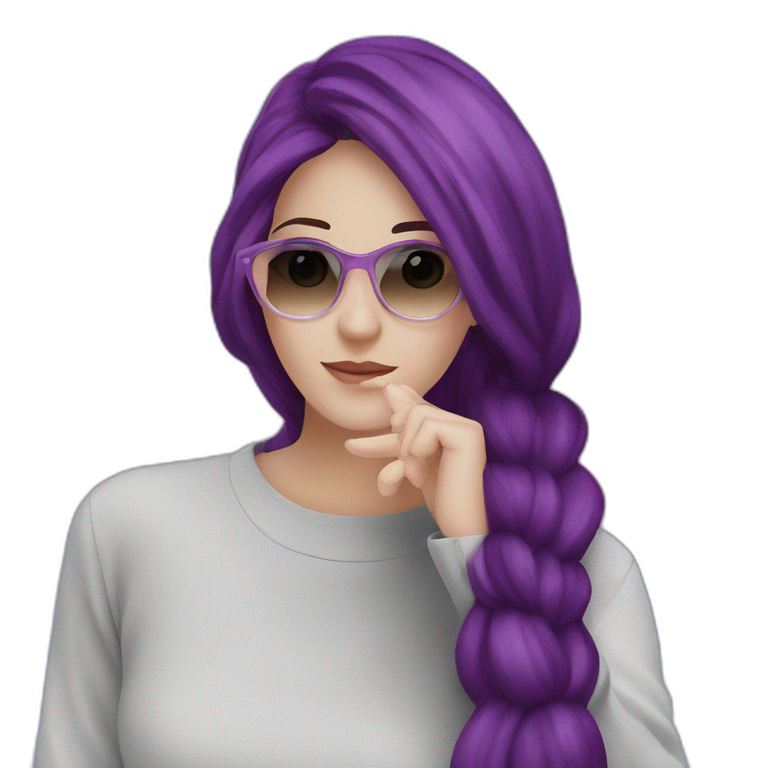 purple-haired girl with sunglasses emoji