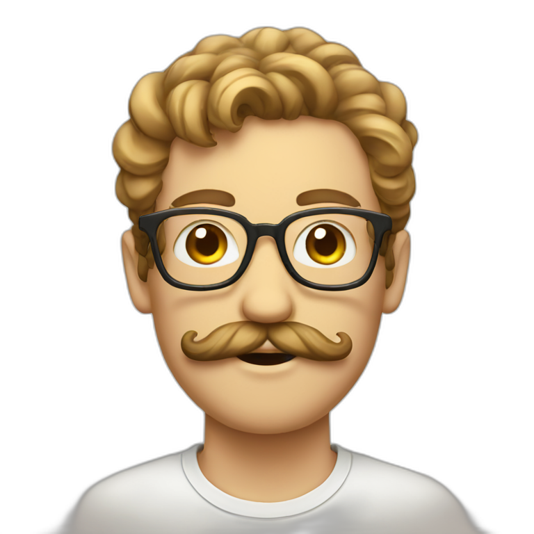 hipster guy with glasses and swirly mustache emoji