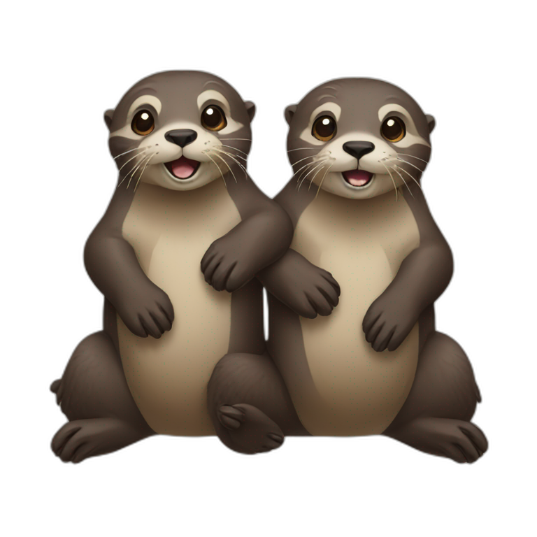 two-otters-holding-paws emoji