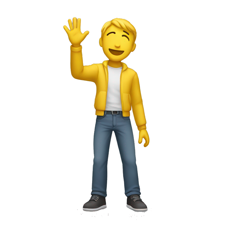 Yellow man (full body) (reaching arm up) (side view) emoji
