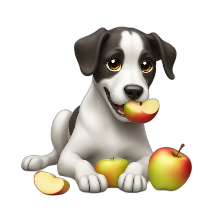Dog eating apple emoji