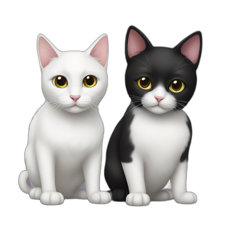 White cat and black cat emoji