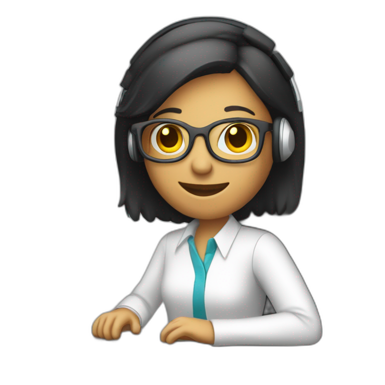 telemarketing attendant with a computer emoji