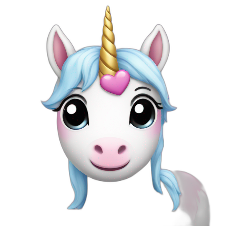 Cute unicorn with hearts in eyes emoji