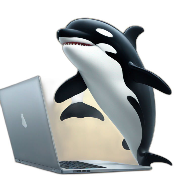 orca in front of laptop emoji