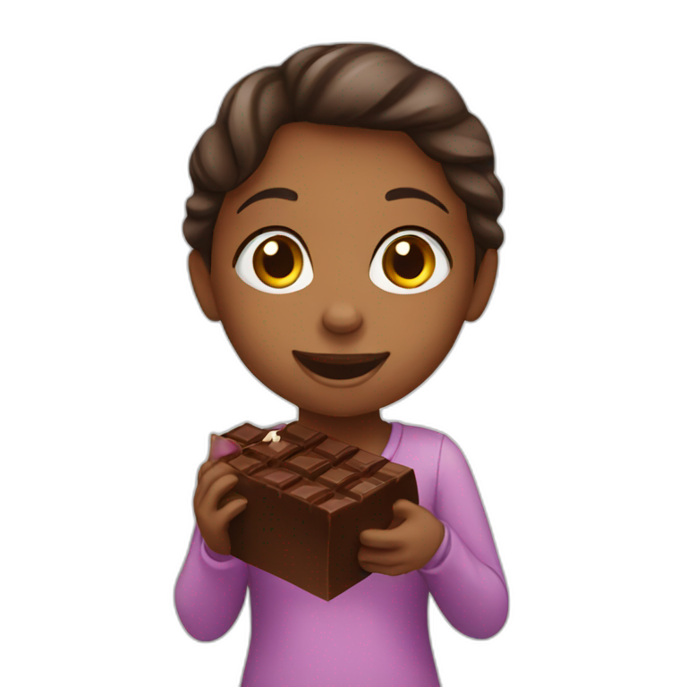 Girl eating chocolate emoji