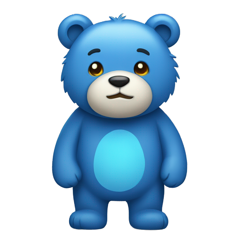 A bear that is the colored blue and saying the word hello  emoji