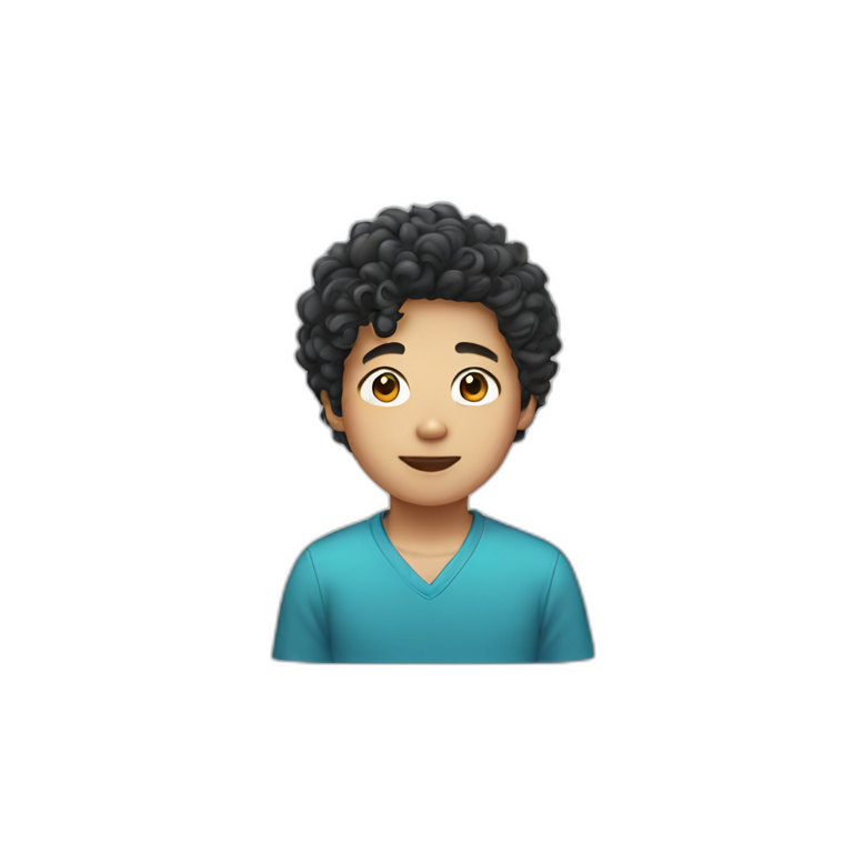 asian boy with curly hair emoji