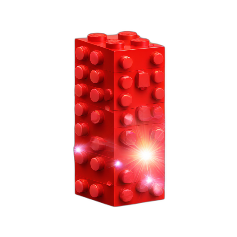 Red LEGO brick with sparkles emoji