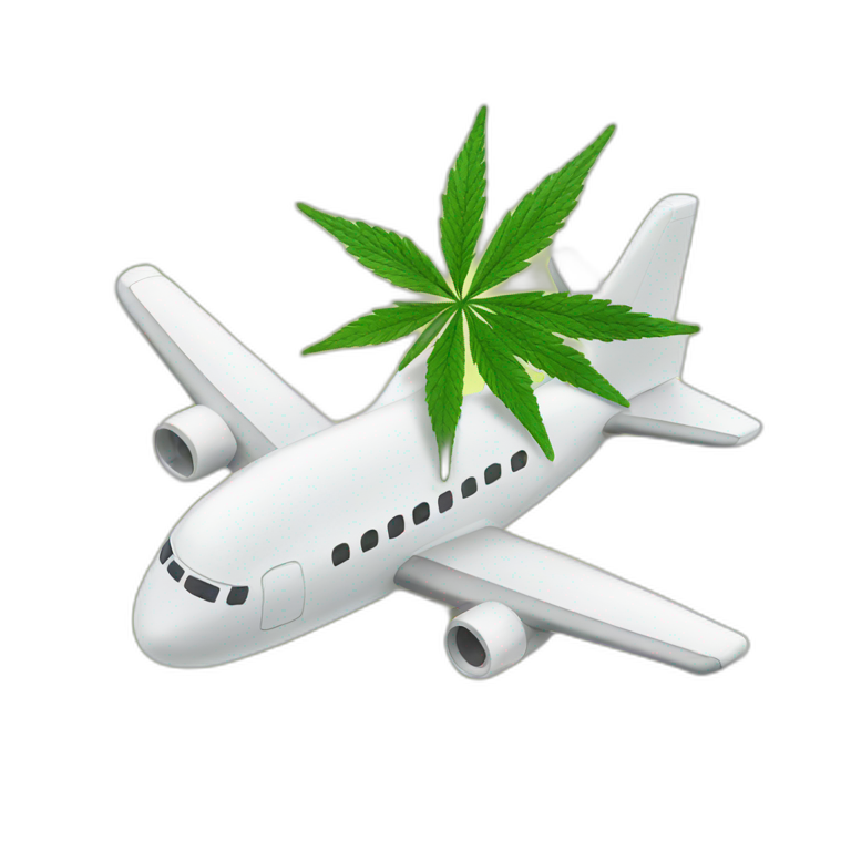 Airplane holds cannabis emoji