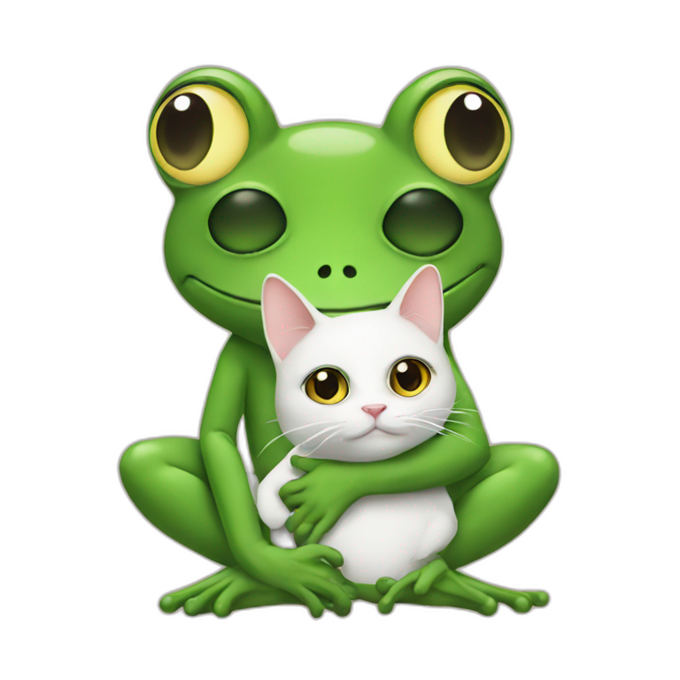Frog holding a cat emoji