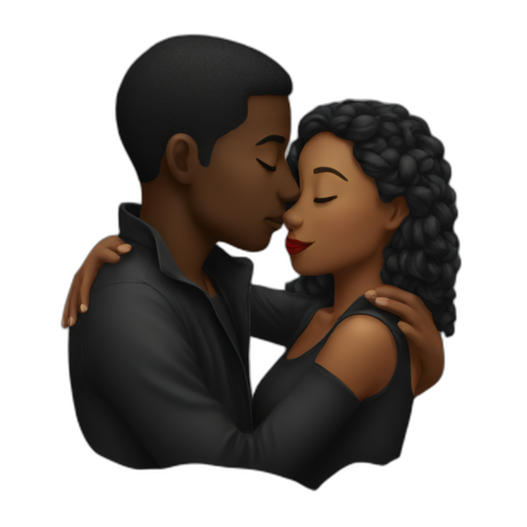 black kissing black emoji
