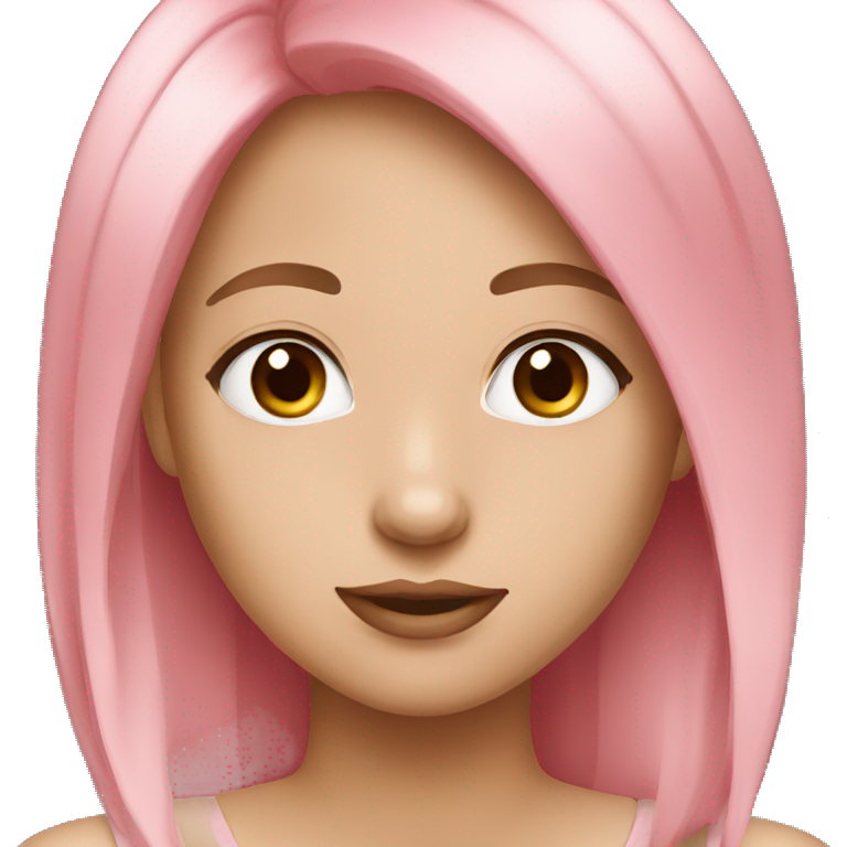 girl white eyes brown pink hair emoji