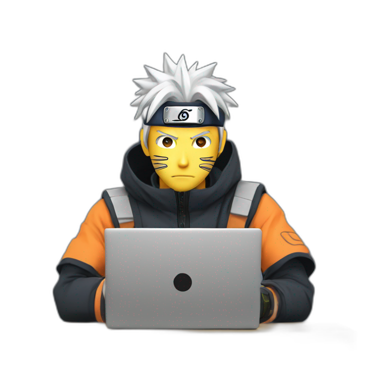 naruto coding with laptop emoji