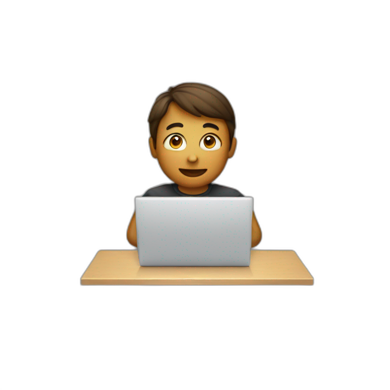 Behind a laptop emoji