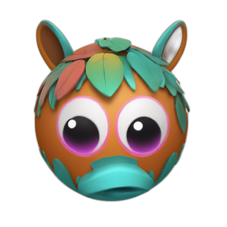 3d sphere with a cartoon colorful terracotta Mule skin texture with feminine eyes emoji