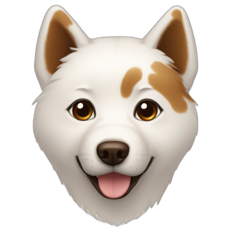 Jindo dog, white fur with brown patterns, face has a brown heart pattern on forehead emoji