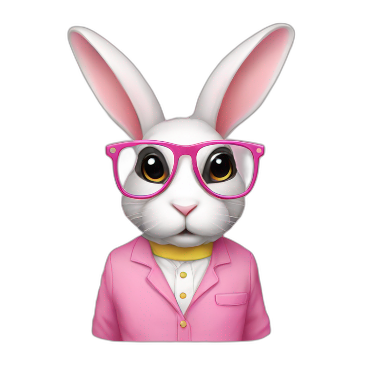 Specialist rabbit pink with glasses shirt yellow emoji