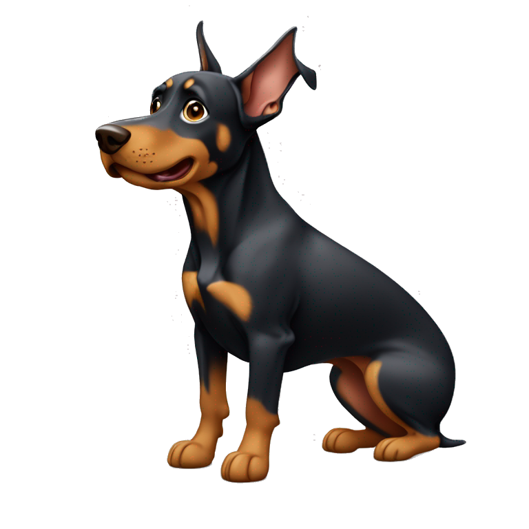 Cachorro dobermann segurando um peso na academia  emoji