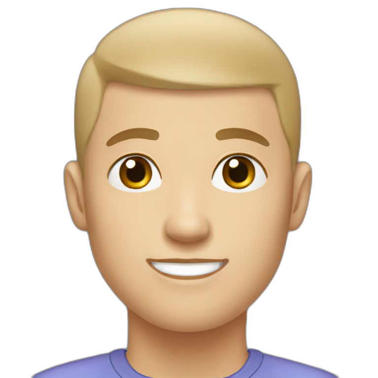 a white male student with almost bald short brown hair with hairstyle French crop emoji