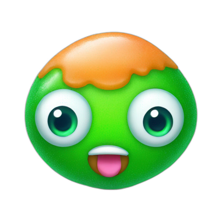 Green gumdrop candy with eye emoji