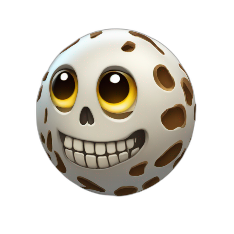 3d sphere with a cartoon Skeleton Horse skin texture with big beautiful eyes emoji
