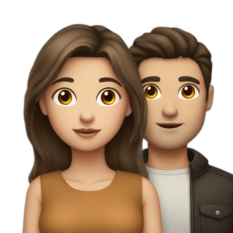Girl with brown hair and man with dark hair emoji