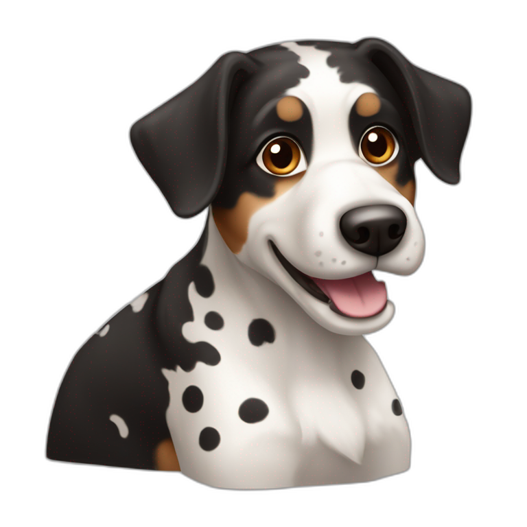 Black, white and brown Czech spotted dog emoji
