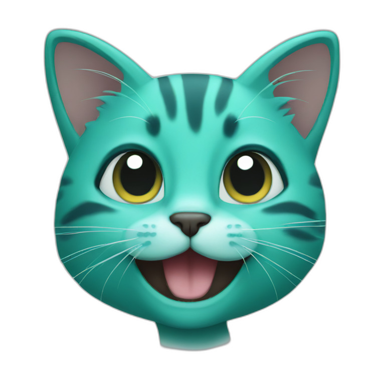 happy teal kitten face emoji