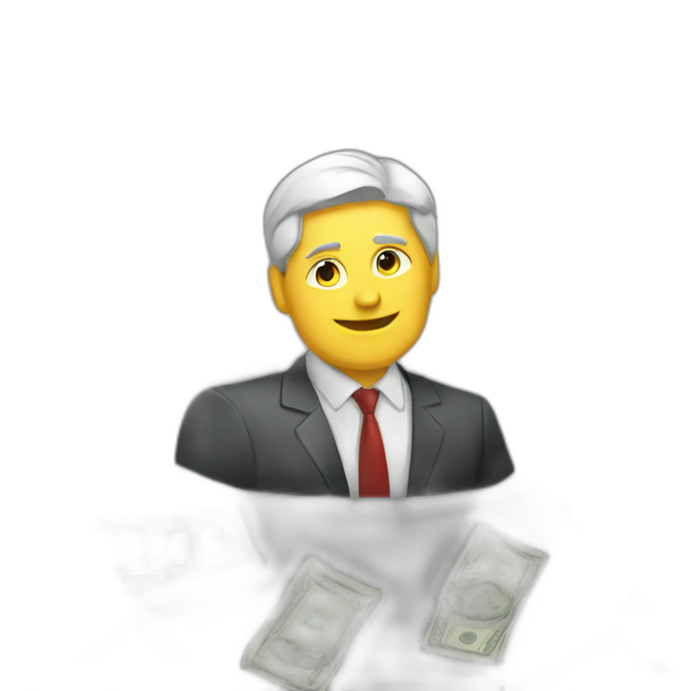 Hard working businessman dollars around emoji