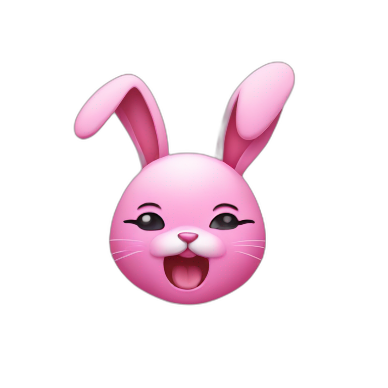 Pink rabbit crying, yellow teeshirt emoji