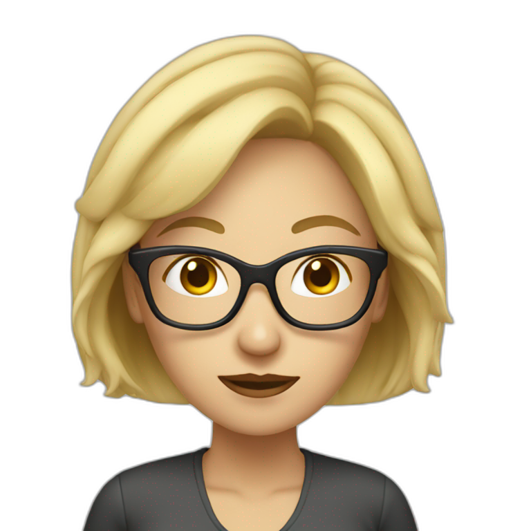 mighty quality assurance woman with blonde hair and glasses emoji