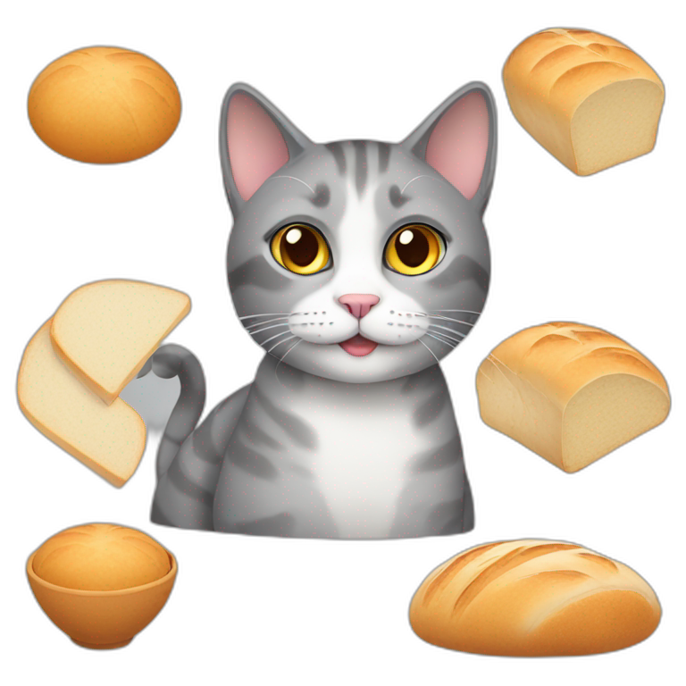 Grey Cat, Brazilian short hair cat, making bread emoji