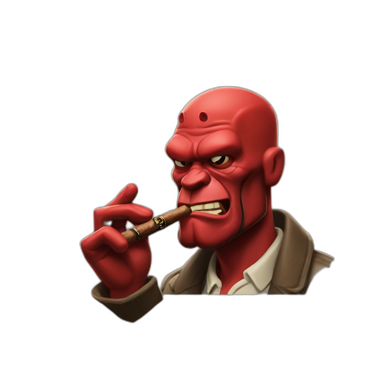 Hellboy smoking a cigar emoji
