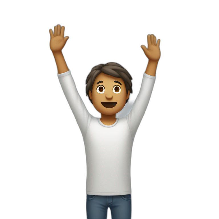Blind man raising hands up and showing underarm with hair emoji
