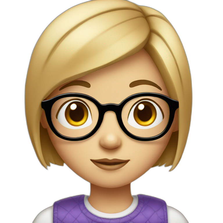 A girl with short hair with a big triangular nose, big eyes and spectacles  emoji
