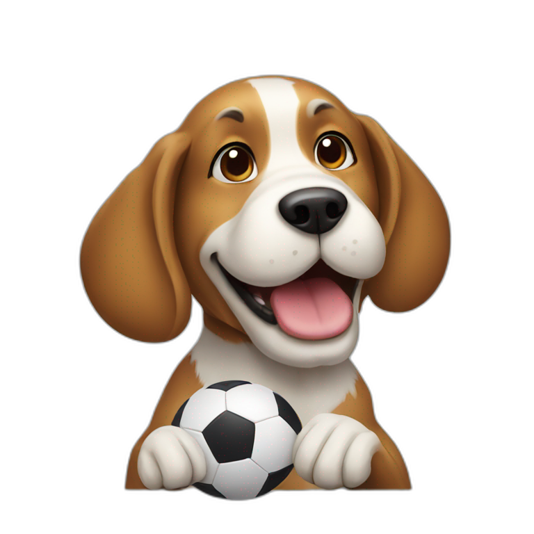 Dog playing football emoji