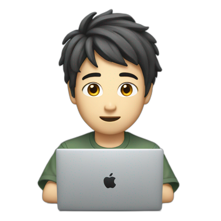 shinji with mac laptop emoji