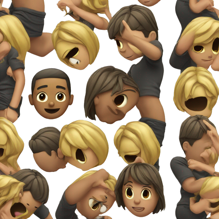 girl dabbing a boy's head emoji