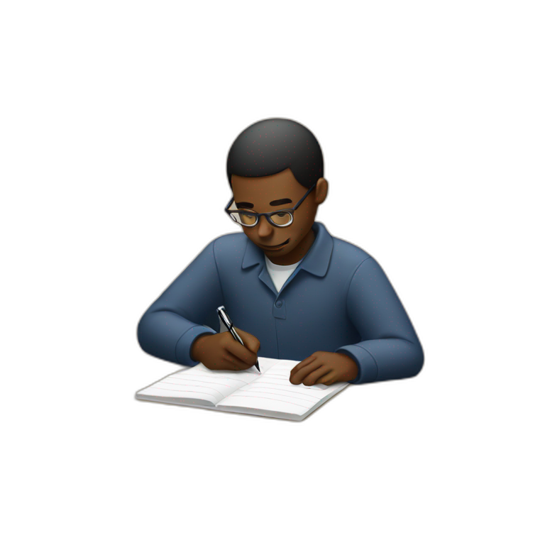 black man writing with pen emoji