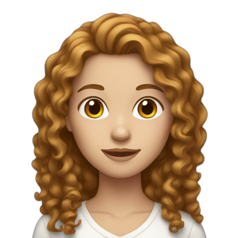 white woman with long brown curly hair emoji